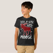 Just A Girl Who Loves Moose Buffalo Plaid Christma T-shirt (Voorkant volledig)