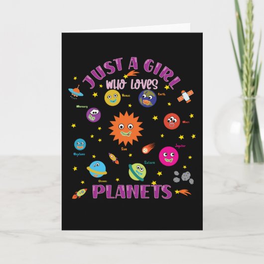 Just A Girl Who Loves Planets Solar System Kaart (Voorkant)
