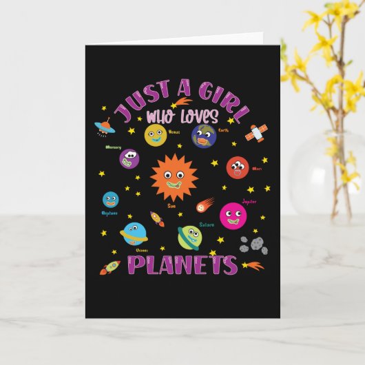 Just A Girl Who Loves Planets Solar System Kaart (Gele Bloem)