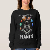 Just A Girl Who Loves Planets Space Science Geek A Trui (Voorkant)