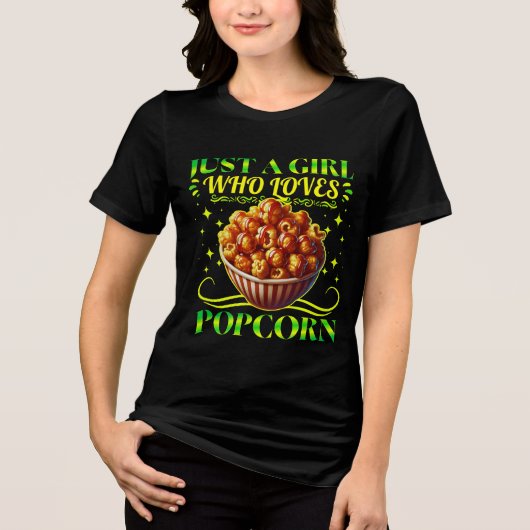 just a girl who loves popcorn Tri-Blend shirt (Voorkant)