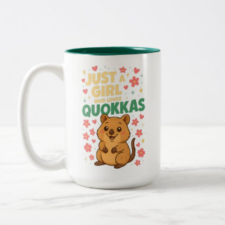 Just a Girl Who Loves Quokkas  Cute Smiling Quokka Tweekleurige Koffiemok