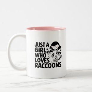 Just a Girl Who Loves Raccoons schattig en grappig Tweekleurige Koffiemok