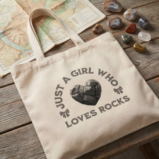 Just a Girl Who Loves Rocks Geology Heart Grote Tote Bag