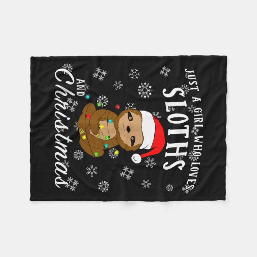Just A Girl Who Loves Sloths & Christmas Funny Fleece Deken (Voorkant (Horizontaal))