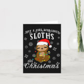 Just A Girl Who Loves Sloths &amp; Christmas Funny Kaart (Voorkant)