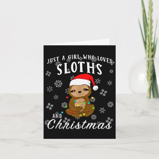 Just A Girl Who Loves Sloths &amp; Christmas Funny Kaart (Voorkant)