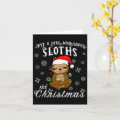 Just A Girl Who Loves Sloths &amp; Christmas Funny Kaart (Gele Bloem)