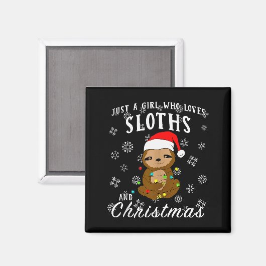 Just A Girl Who Loves Sloths &amp; Christmas Funny Magneet (Voorkant / Achterkant)