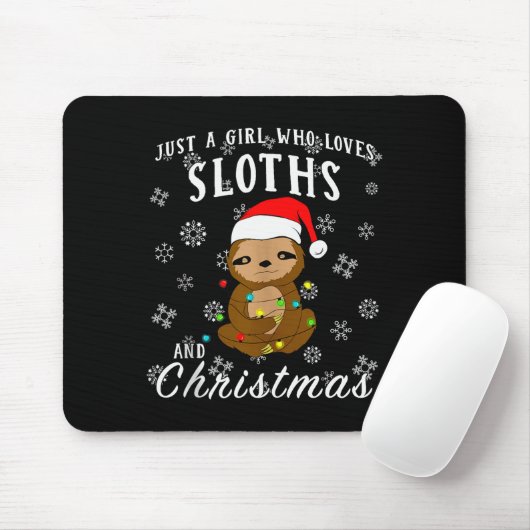Just A Girl Who Loves Sloths &amp; Christmas Funny Muismat (Met muis)