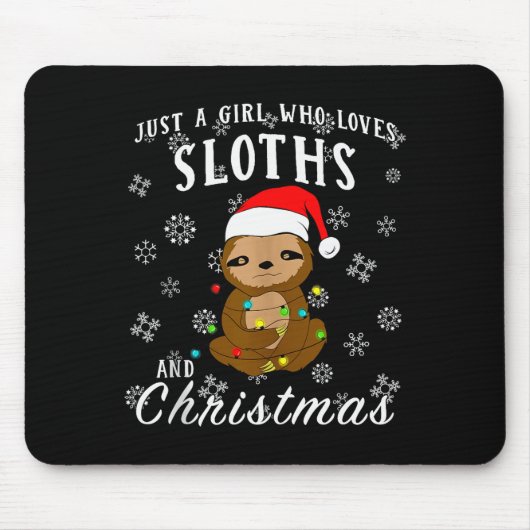Just A Girl Who Loves Sloths &amp; Christmas Funny Muismat (Voorkant)