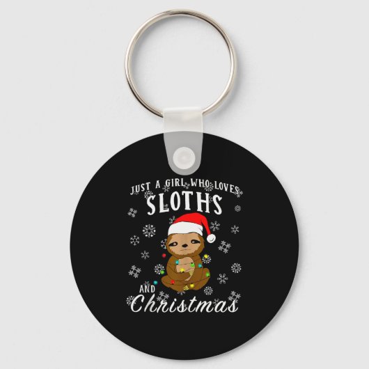 Just A Girl Who Loves Sloths &amp; Christmas Funny Sleutelhanger (Voorkant)