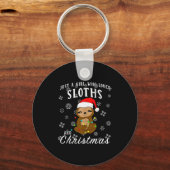 Just A Girl Who Loves Sloths &amp; Christmas Funny Sleutelhanger (Voorkant)