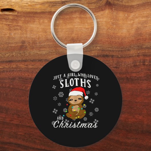 Just A Girl Who Loves Sloths &amp; Christmas Funny Sleutelhanger (Voorkant)