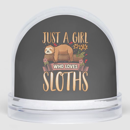 Just A Girl Who Loves Sloths Cute Sloth T-Shirt Sneeuwbol (Voorkant)