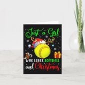 Just A Girl Who Loves Softball And Christmas Santa Kaart (Voorkant)