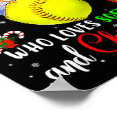 Just A Girl Who Loves Softball And Christmas Santa Poster (Hoek)