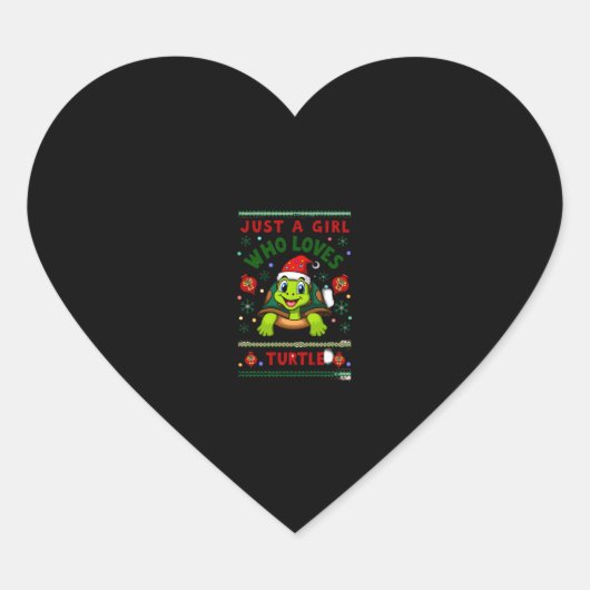 Just A Girl Who Loves Turtle Matching Christmas Pa Hart Sticker (Voorkant)