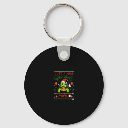 Just A Girl Who Loves Turtle Matching Christmas Pa Sleutelhanger (Voorkant)