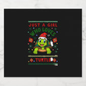 Just A Girl Who Loves Turtle Matching Christmas Pa Sparkling Wijnetiket (Enkel label)