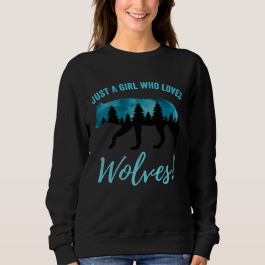 Just A Girl Who Loves Wolves Forest Silhouette Wol Trui (Voorkant)