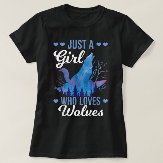 Just a Girl Who Loves Wolves T-shirt (Design voorkant)