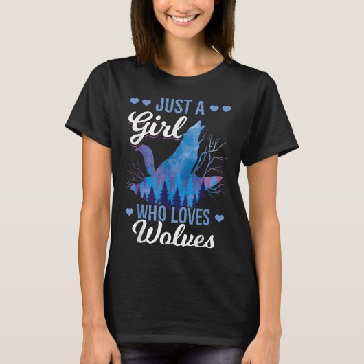 Just a Girl Who Loves Wolves T-shirt (Voorkant)