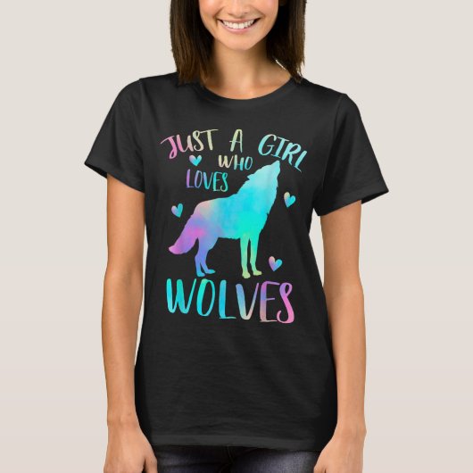 Just a Girl Who Loves Wolves T-shirt (Voorkant)