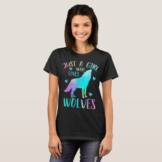Just a Girl Who Loves Wolves T-shirt (Voorkant volledig)