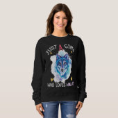 Just a Girl Who Loves Wolves wolf howling Cute Wol Trui (Voorkant volledig)