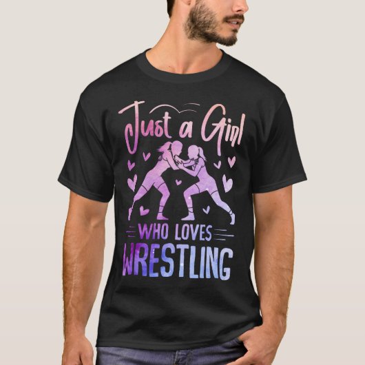 Just A Girl Who Loves Wrestling Submission Mat Spo T-shirt (Voorkant)