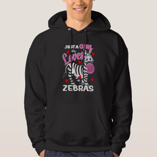 Just A Girl Zebra Fun Zoo Cute Zebra Bubble Gum Hoodie (Voorkant)