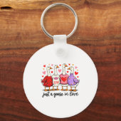 Just A Goose In Love Cute Valentine Coquette Bow G Sleutelhanger (Voorkant)