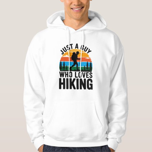 Just A Guy Who Loves Hiking Retro Hoodie (Voorkant)