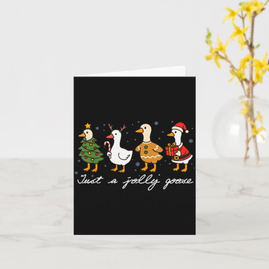 Just A Jolly Cute Goose Funny Merry Goosemas Chris Kaart (Gele Bloem)