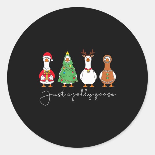 Just A Jolly Cute Goose Funny Merry Goosemas Chris Ronde Sticker (Voorkant)