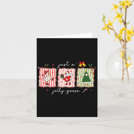 Just A Jolly Goose Christmas Silly Goose Funny Xma Kaart (Gele Bloem)