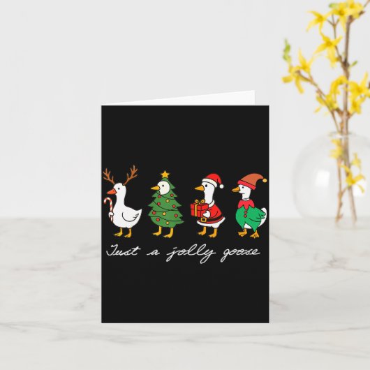 Just A Jolly Goose Funny Goose Merry Christmas Hol Kaart (Gele Bloem)
