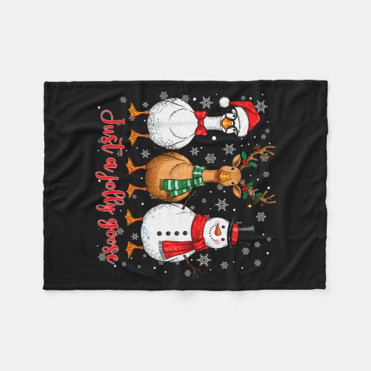 Just A Jolly Goose Merry Goosemas Christmas Santa  Fleece Deken (Voorkant (Horizontaal))