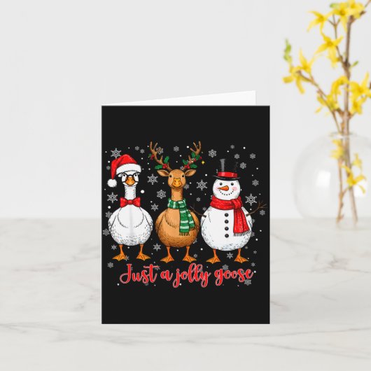 Just A Jolly Goose Merry Goosemas Christmas Santa  Kaart (Gele Bloem)