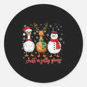 Just A Jolly Goose Merry Goosemas Christmas Santa  Ronde Sticker (Voorkant)