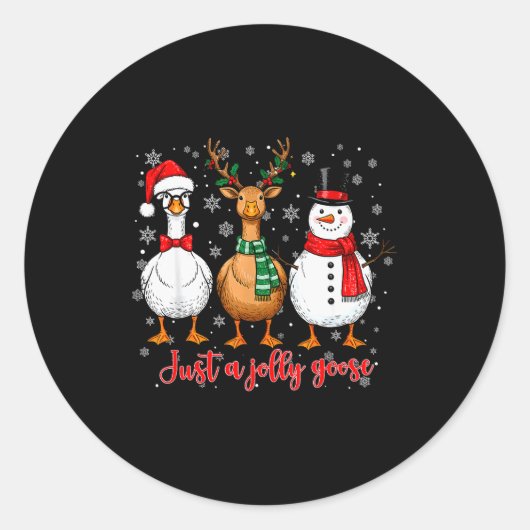Just A Jolly Goose Merry Goosemas Christmas Santa Ronde Sticker (Voorkant)