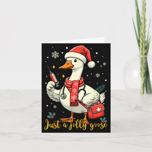 Just A Jolly Goose Nurse Christmas Funny Goose Nur Kaart (Voorkant)