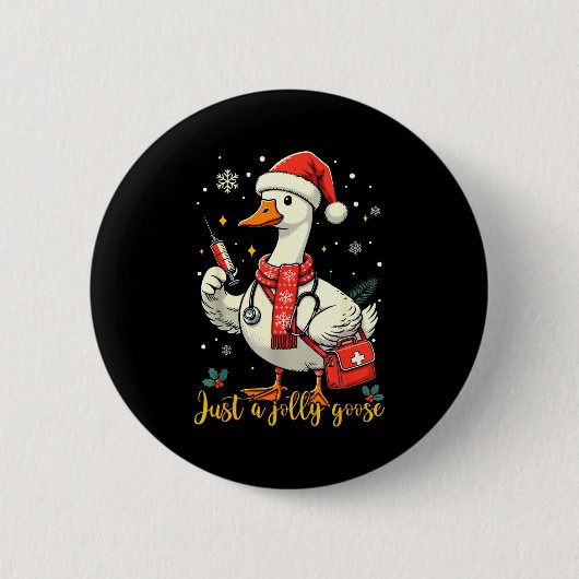 Just A Jolly Goose Nurse Christmas Funny Goose Nur Ronde Button 5,7 Cm (Voorkant)