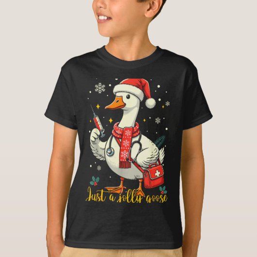 Just A Jolly Goose Nurse Christmas Funny Goose Nur T-shirt (Voorkant)