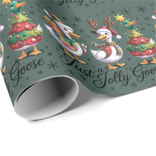 Just A Jolly Goose Patchwork Christmas Duck Funny  Cadeaupapier (Rol Hoek)