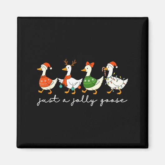 Just A Jolly Goose Santa Christmas Goose Farm Merr Magneet (Voorkant)