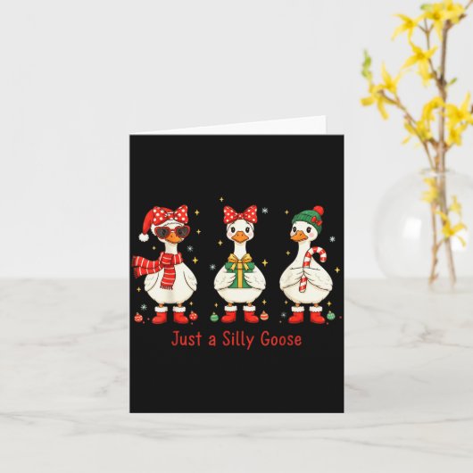 Just A Jolly Goose Santa Cute Bow Christmas Men Wo Kaart (Gele Bloem)