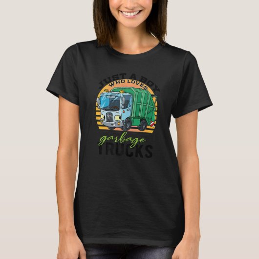 Just a Kid Who Loves Garbage Trucks Garbage Truck T-shirt (Voorkant)