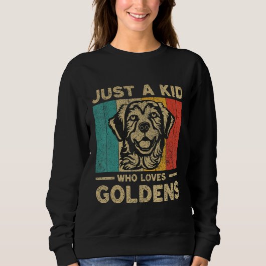 Just A Kid Who Loves Goldens Retro Golden Retrieve Trui (Voorkant)